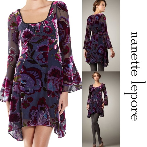 Nanette Lepore Dresses & Skirts - Nanette Lepore Dita Velvet Burnout Dress Floral 6